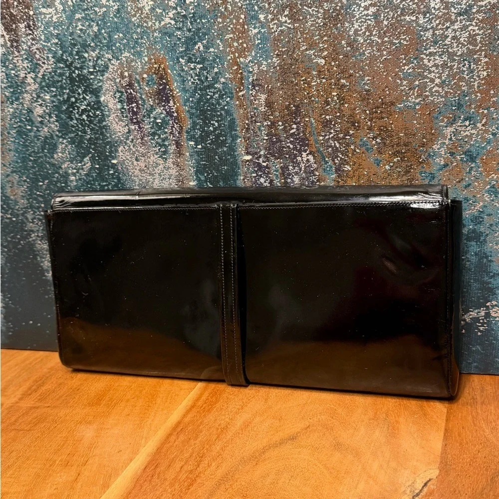 Charles Jourdan Paris Vintage 80’s Black Leather Clutch Classic Minimalist (EUC)